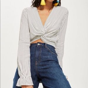 Topshop Twist Front Striped Top